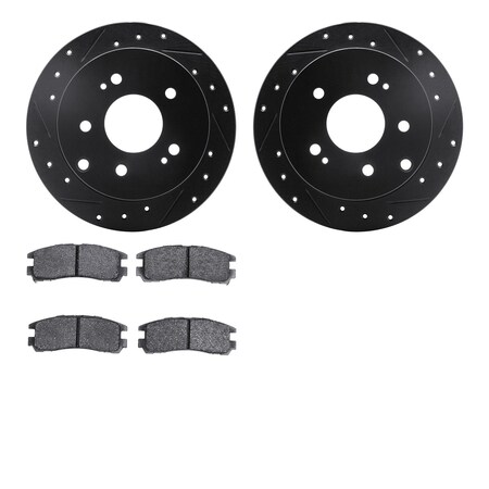 8502-72043, Rotors-Drilled And Slotted-Black With 5000 Advanced Brake Pads, Zinc Coated